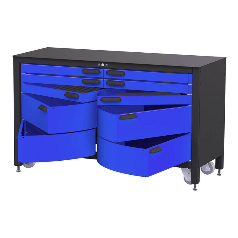 Swivel Storage Solutions 10-Drawer 60-Inch Rolling Workbench (Blue)