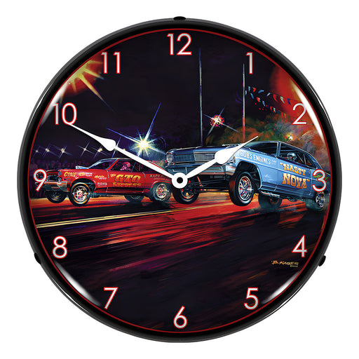 Collectable Sign and Clock Lift Off Drag Racing Backlit Wall Clock