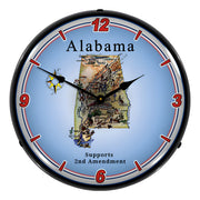 Collectable Sign and Clock Alabama Supports the 2nd Amendment Backlit Wall Clock