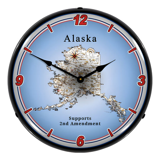 Collectable Sign and Clock Alaska Supports the 2nd Amendment Backlit Wall Clock