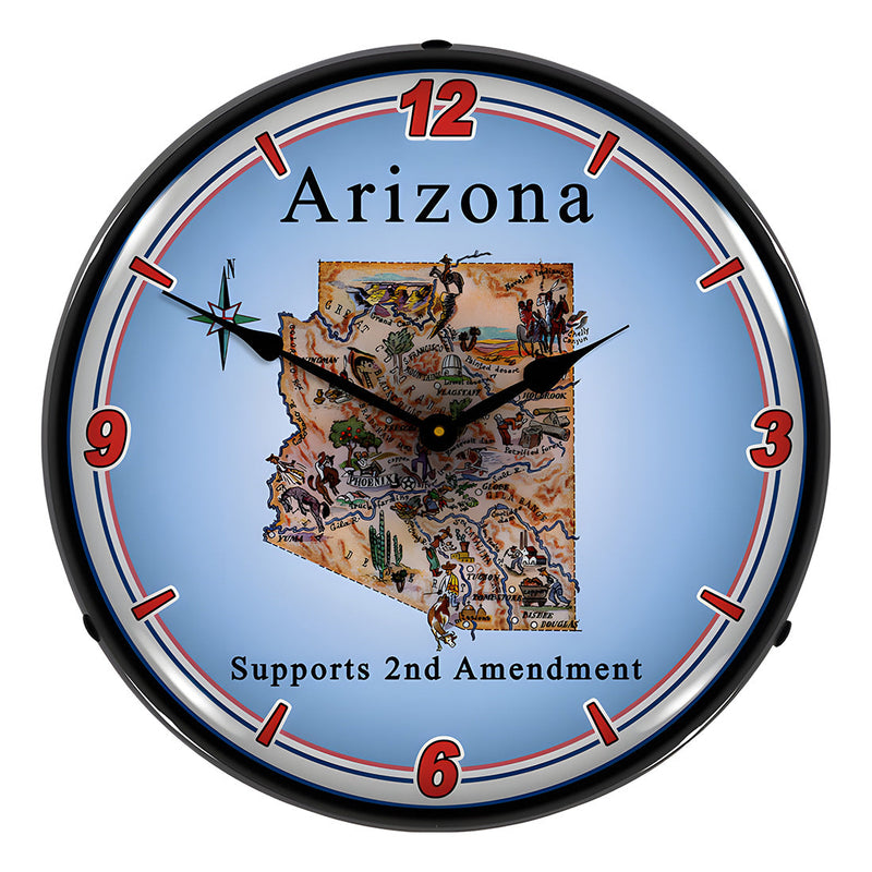 Collectable Sign and Clock Arizona Supports the 2nd Amendment Backlit Wall Clock