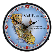 Collectable Sign and Clock California Supports the 2nd Amendment Backlit Wall Clock