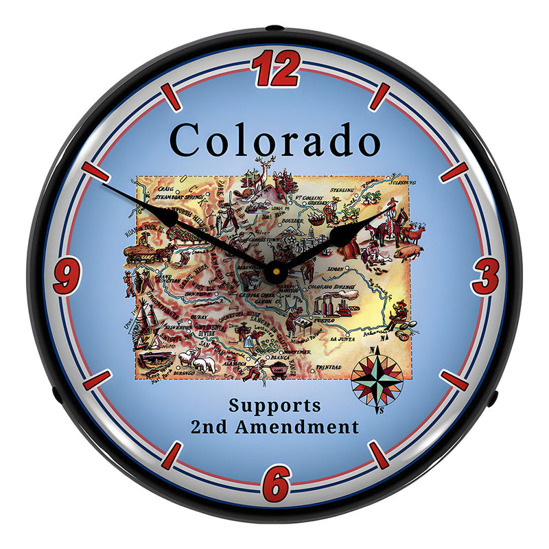 Collectable Sign and Clock Colorado Supports the 2nd Amendment Backlit Wall Clock