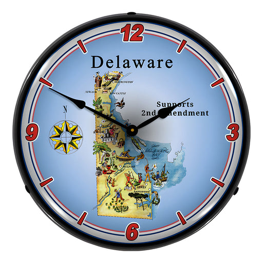 Collectable Sign and Clock Delaware Supports the 2nd Amendment Backlit Wall Clock
