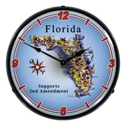 Collectable Sign and Clock Florida Supports the 2nd Amendment Backlit Wall Clock