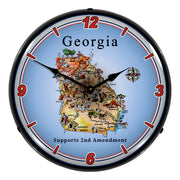 Collectable Sign and Clock Georgia Supports the 2nd Amendment Backlit Wall Clock