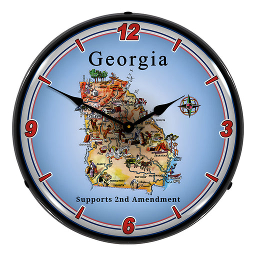 Collectable Sign and Clock Georgia Supports the 2nd Amendment Backlit Wall Clock