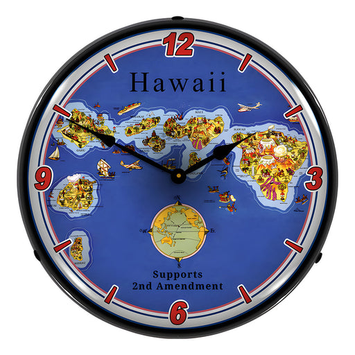 Collectable Sign and Clock Hawaii Supports the 2nd Amendment Backlit Wall Clock