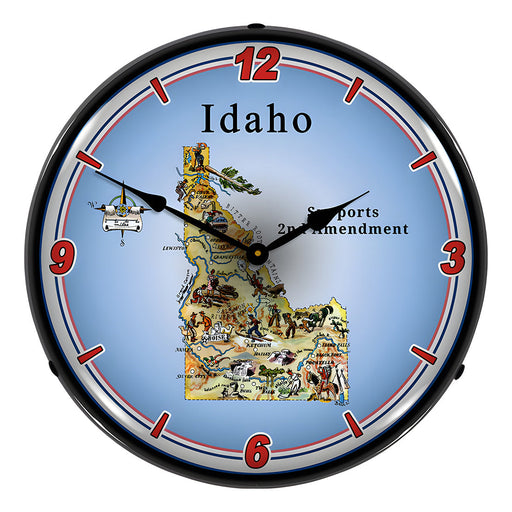 Collectable Sign and Clock Idaho Supports the 2nd Amendment Backlit Wall Clock