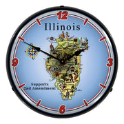 Collectable Sign and Clock Illinois Supports the 2nd Amendment Backlit Wall Clock