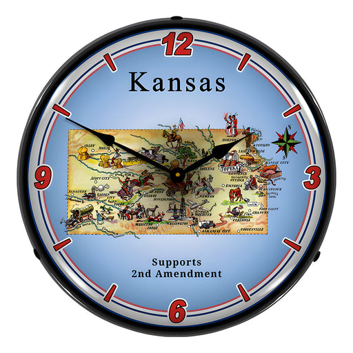 Collectable Sign and Clock Kansas Supports the 2nd Amendment Backlit Wall Clock