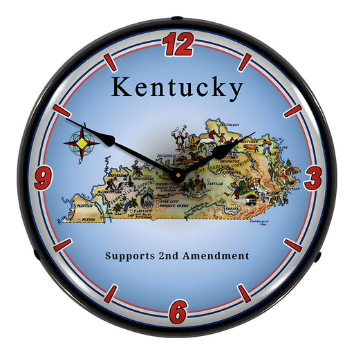 Collectable Sign and Clock Kentucky Supports the 2nd Amendment Backlit Wall Clock