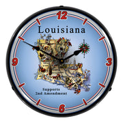Collectable Sign and Clock Louisiana Supports the 2nd Amendment Backlit Wall Clock