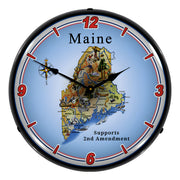 Collectable Sign and Clock Maine Supports the 2nd Amendment Backlit Wall Clock