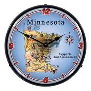 Collectable Sign and Clock Minnesota Supports the 2nd Amendment Backlit Wall Clock