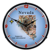 Collectable Sign and Clock Nevada Supports the 2nd Amendment Backlit Wall Clock