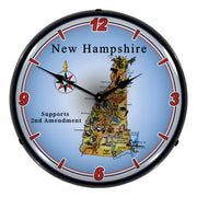 Collectable Sign and Clock New Hampshire Supports the 2nd Amendment Backlit Wall Clock