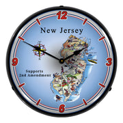 Collectable Sign and Clock New Jersey Supports the 2nd Amendment Backlit Wall Clock