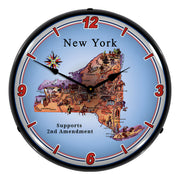 Collectable Sign and Clock New York Supports the 2nd Amendment Backlit Wall Clock