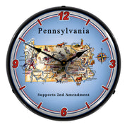 Collectable Sign and Clock Pennsylvania Supports the 2nd Amendment Backlit Wall Clock