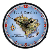Collectable Sign and Clock South Carolina Supports the 2nd Amendment Backlit Wall Clock