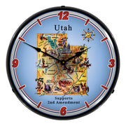 Collectable Sign and Clock Utah Supports the 2nd Amendment Backlit Wall Clock