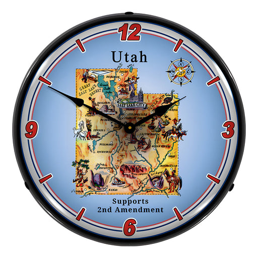 Collectable Sign and Clock Utah Supports the 2nd Amendment Backlit Wall Clock
