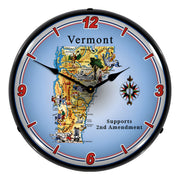 Collectable Sign and Clock Vermont Supports the 2nd Amendment Backlit Wall Clock
