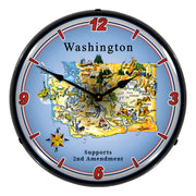 Collectable Sign and Clock Washington Supports the 2nd Amendment Backlit Wall Clock