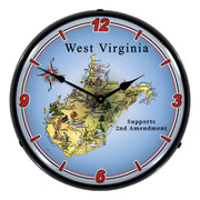 Collectable Sign and Clock West Virginia Supports the 2nd Amendment Backlit Wall Clock
