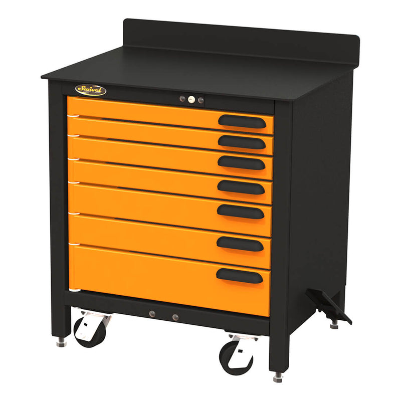 Swivel Storage Solutions 7-Drawer 30-Inch Rolling Workbench