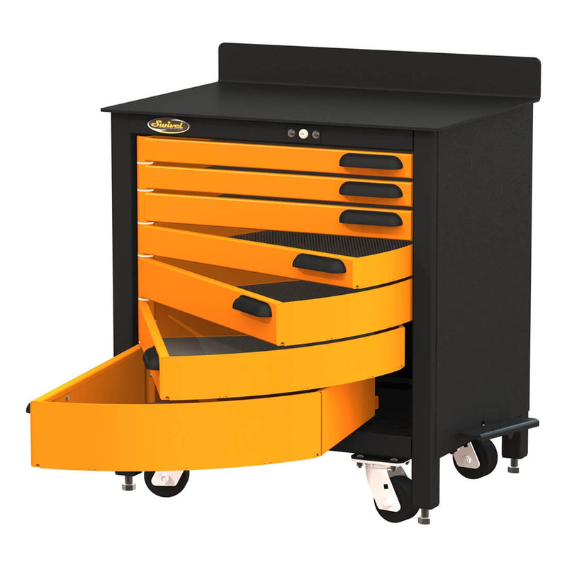 Swivel Storage Solutions 7-Drawer 30-Inch Rolling Workbench