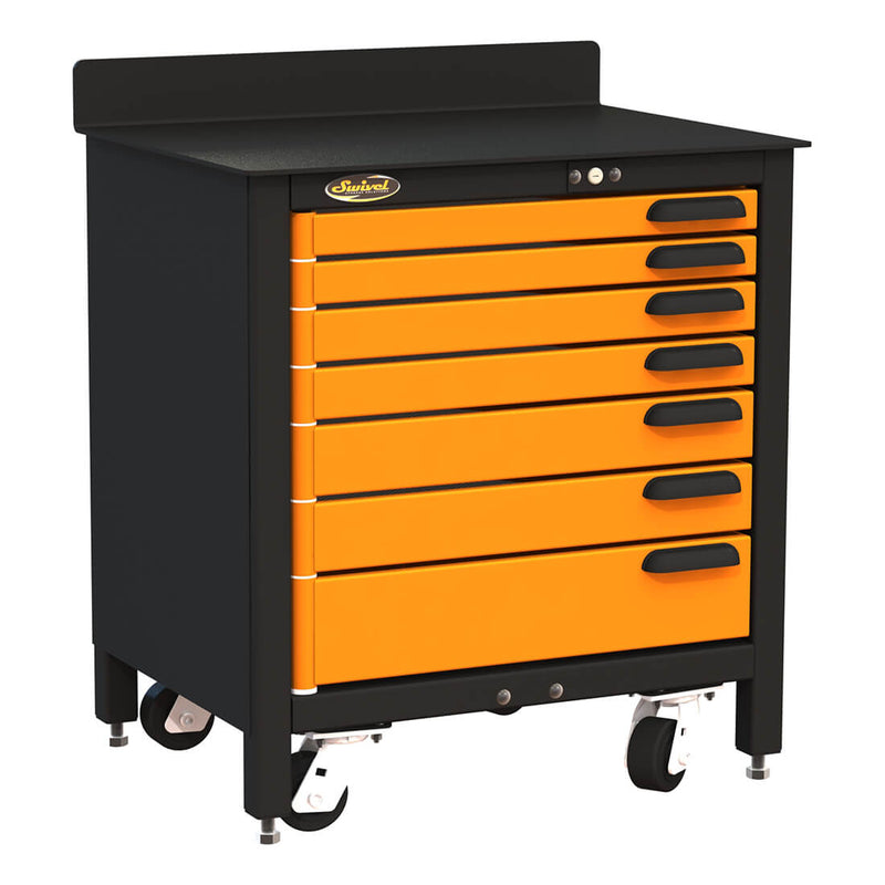 Swivel Storage Solutions 7-Drawer 30-Inch Rolling Workbench