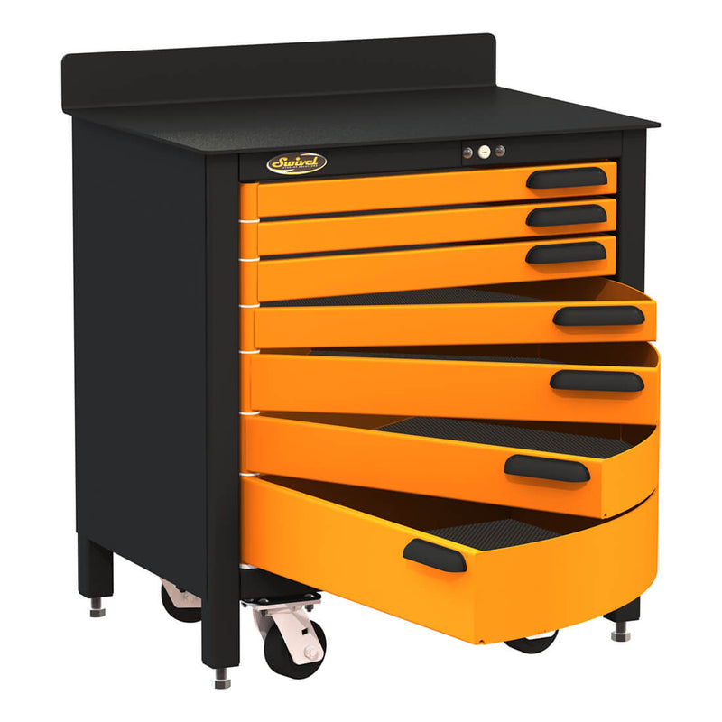 Swivel Storage Solutions 7-Drawer 30-Inch Rolling Workbench