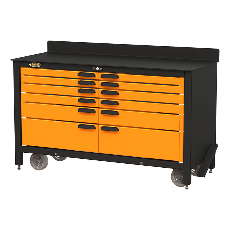 Swivel Storage Solutions 12-Drawer 60-Inch Rolling Workbench