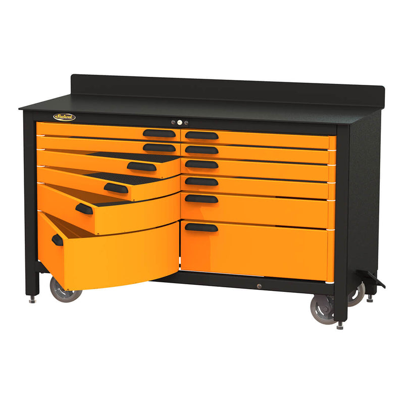 Swivel Storage Solutions 12-Drawer 60-Inch Rolling Workbench