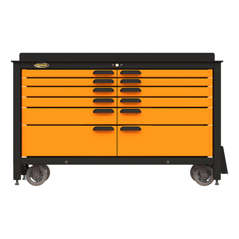 Swivel Storage Solutions 12-Drawer 60-Inch Rolling Workbench