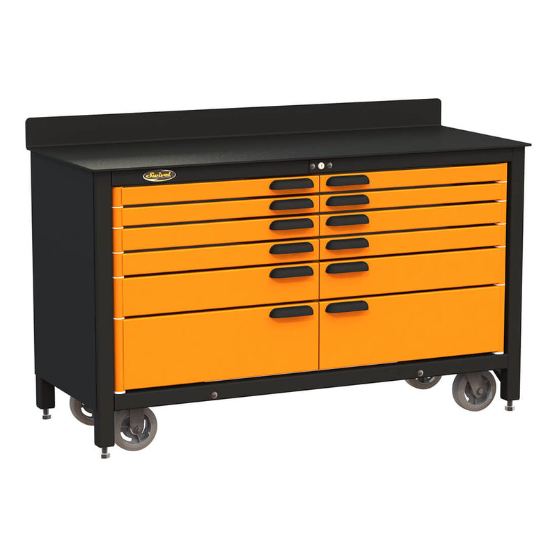 Swivel Storage Solutions 12-Drawer 60-Inch Rolling Workbench