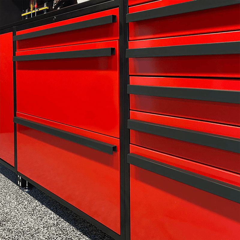 Proslat Special Edition Red and Black 6-Piece Garage Cabinet Set with Powder Coated Countertop