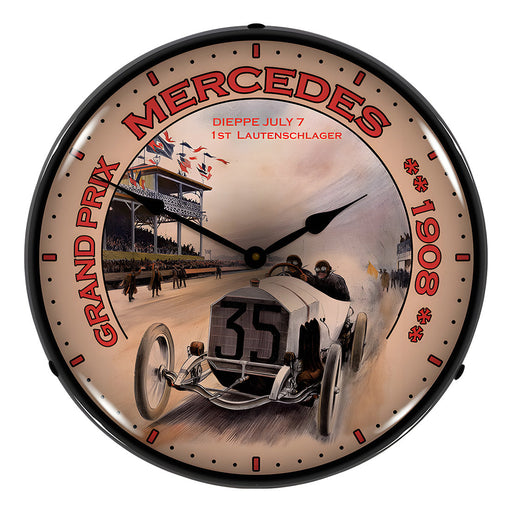 Collectable Sign and Clock Grand Prix Mercedes Backlit Wall Clock
