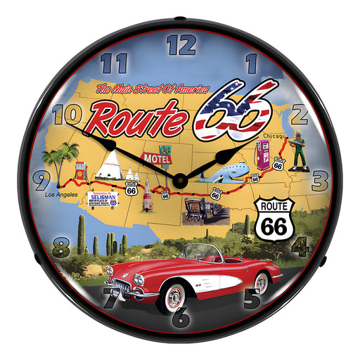 Collectable Sign and Clock Route 66 USA Backlit Wall Clock