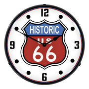 Collectable Sign and Clock Historic Route 66 Backlit Wall Clock