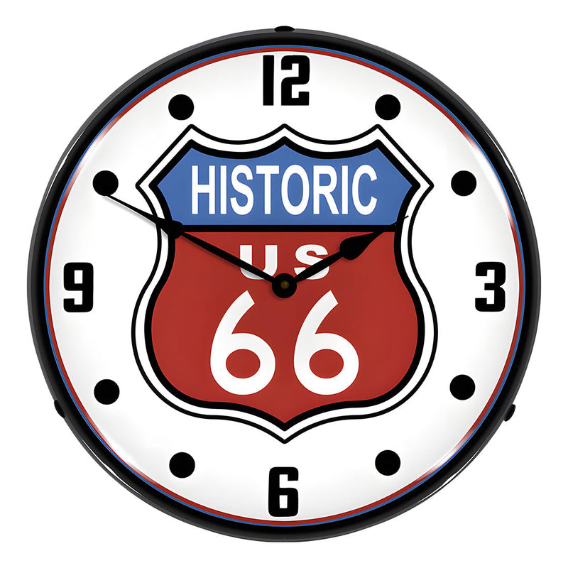 Collectable Sign and Clock Historic Route 66 Backlit Wall Clock