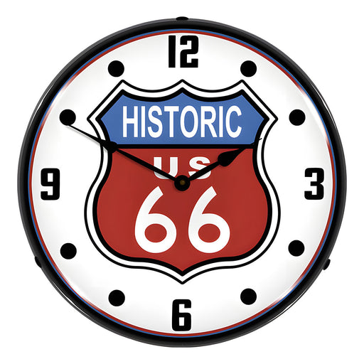 Collectable Sign and Clock Historic Route 66 Backlit Wall Clock
