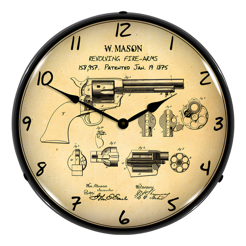 Collectable Sign and Clock Colt Peacemaker Patent Blueprint Backlit Wall Clock