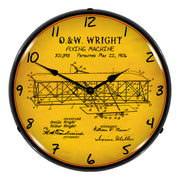 Collectable Sign and Clock 1906 Wright Flyer Patent Blueprint Backlit Wall Clock