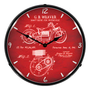 Collectable Sign and Clock 1941 Indian Motorcycle Patent Blueprint Backlit Wall Clock