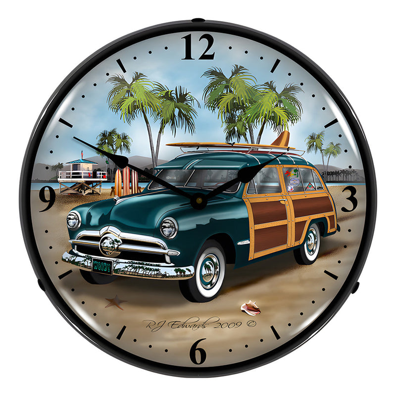 Collectable Sign and Clock Woodys Surfer Wagon Backlit Wall Clock
