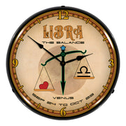 Collectable Sign and Clock Libra Backlit Wall Clock