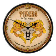 Collectable Sign and Clock Pisces Backlit Wall Clock